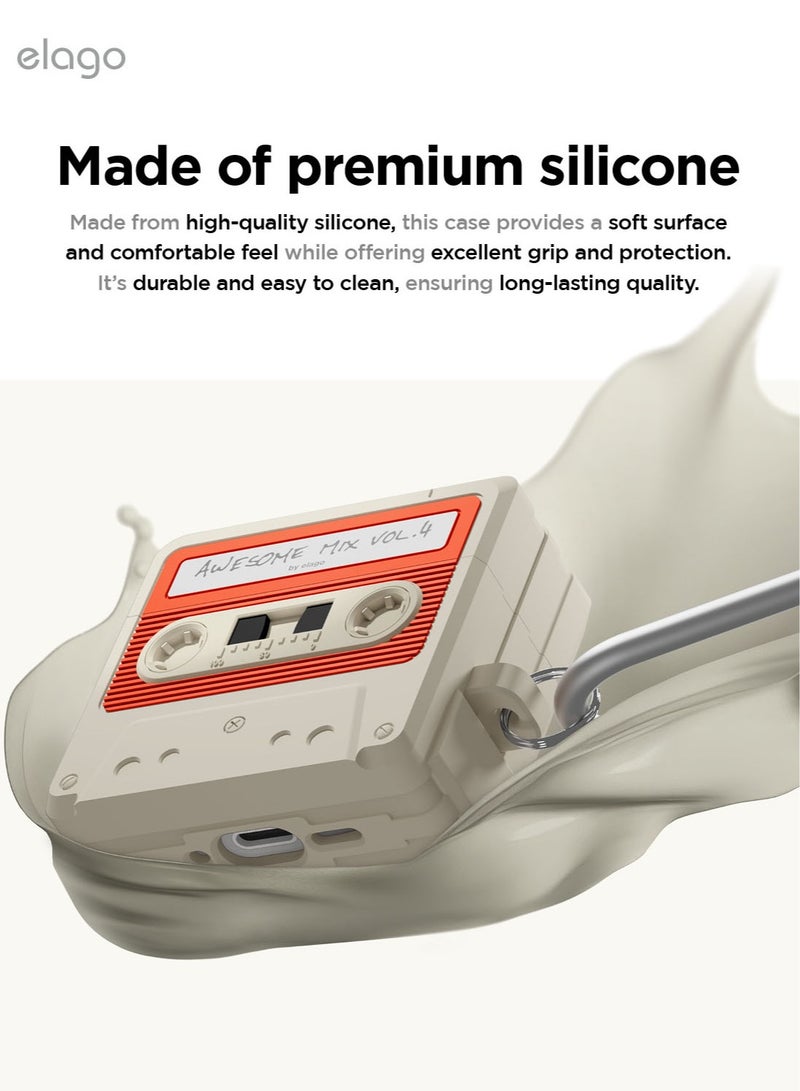 Elago غطاء كاسيت متوافق مع علبة AirPods 4 (2024) مع كارابينر - أبيض كلاسيكي - Image 4
