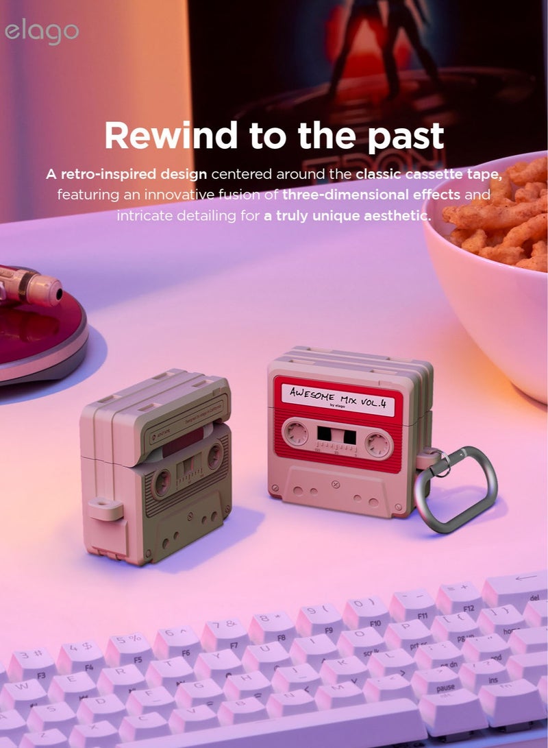 Elago غطاء كاسيت متوافق مع علبة AirPods 4 (2024) مع كارابينر - أبيض كلاسيكي - Image 3