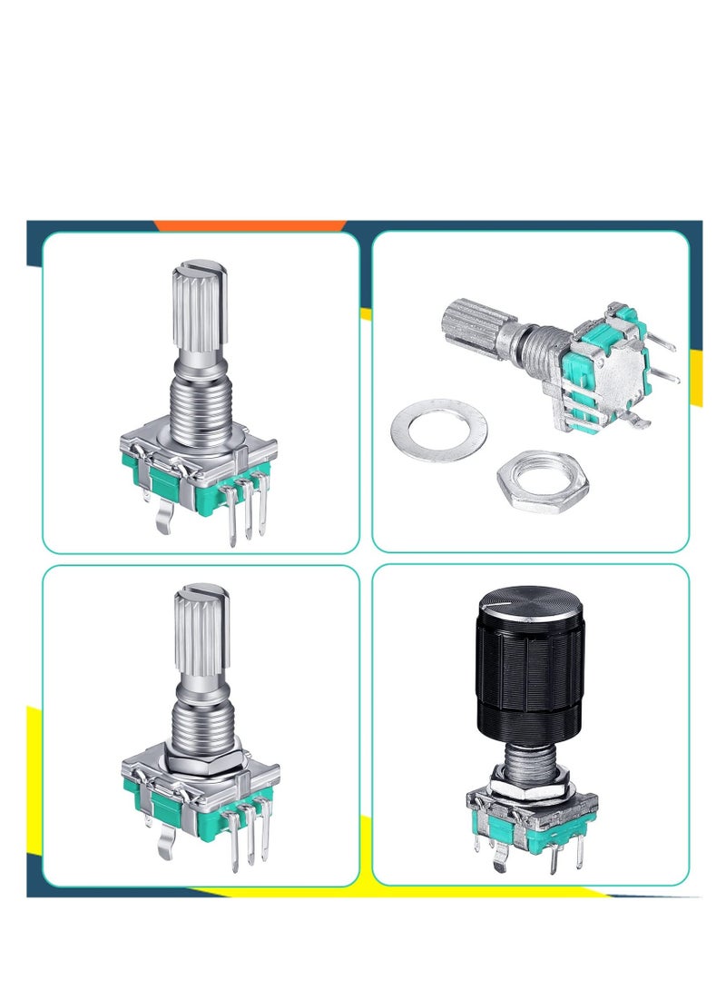 360 Degree Rotary Encoder Code Switch Digital Potentiometer, 10 Pcs Rotary Encoder Digital Potentiometer with Push Button 5 Pins Handle Length 20mm and Knob Cap, Compatible with Arduino EC11  - Image 5