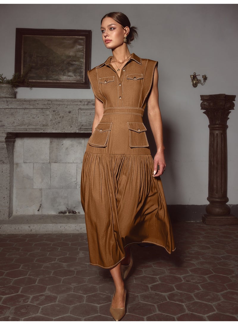 سيمبلي فستان أنيق للنساء الصيفي مزيج خفيف ومريح من القطن المثالي للمنزهات - Image 1