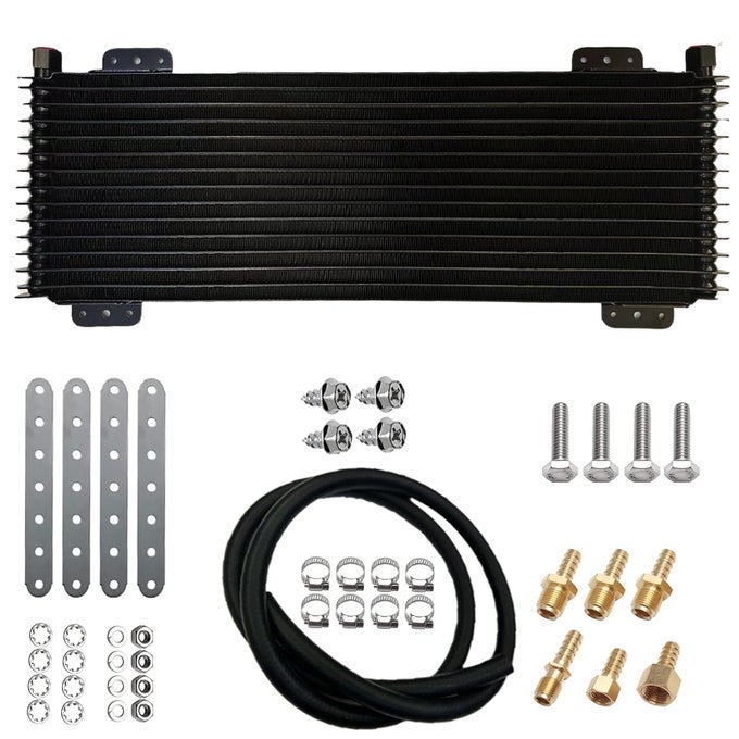 Low Pressure Drop Transmission Oil Cooler 40k Transmission Oil Cool Compatible For Heavy Duty 40000 GVW Max Low Mounting Hardware Towing Applications and Advanced Cooling Protection LPD47391