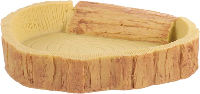 DOITOOL Reptile Food and Water Dish Bowl Durable Resin Feeding Basin for Lizards Tortoises and Frogs Easy to Clean and Maintain Yellow Wood Grain Design - Image 1