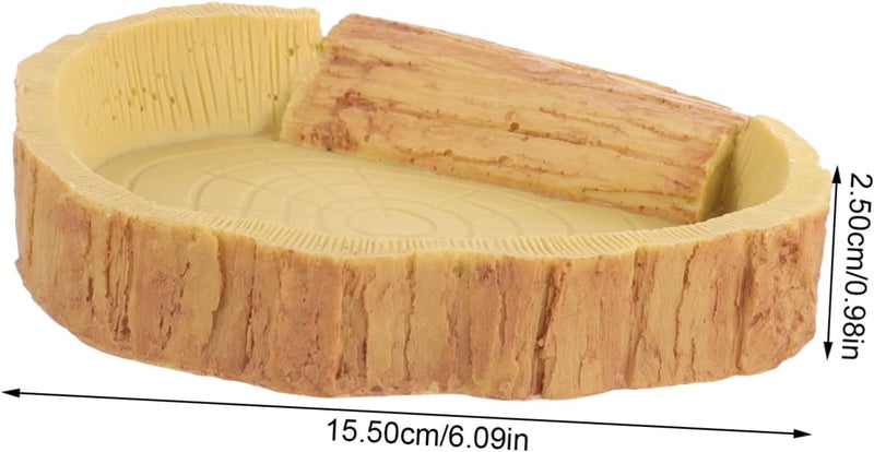DOITOOL Reptile Food and Water Dish Bowl Durable Resin Feeding Basin for Lizards Tortoises and Frogs Easy to Clean and Maintain Yellow Wood Grain Design - Image 5