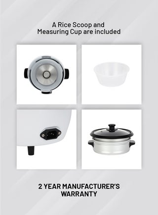 3 in 1 Electric Rice Cooker With Non-Stick Inner Pot, Stainless Steel Lid, A Rice Scoop and Measuring Cup, Includes Cook, Steam and Keep Warm Function with Indicator Light/ Cool Touch Handle with Aluminum Outer Steamer 0.6 L 300 W KNRC6054N/ KNRC6054H White/Black - view 5