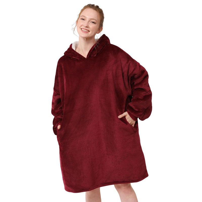 LetsFunny Blanket Hoodie,Oversized Wearable Sherpa Fleece Blanket Sweatshirt,Super Soft Warm Cozy with Giant Pocket,Gifts for Women Men Adults Teenagers Kids, One Size Fits All - Image 1