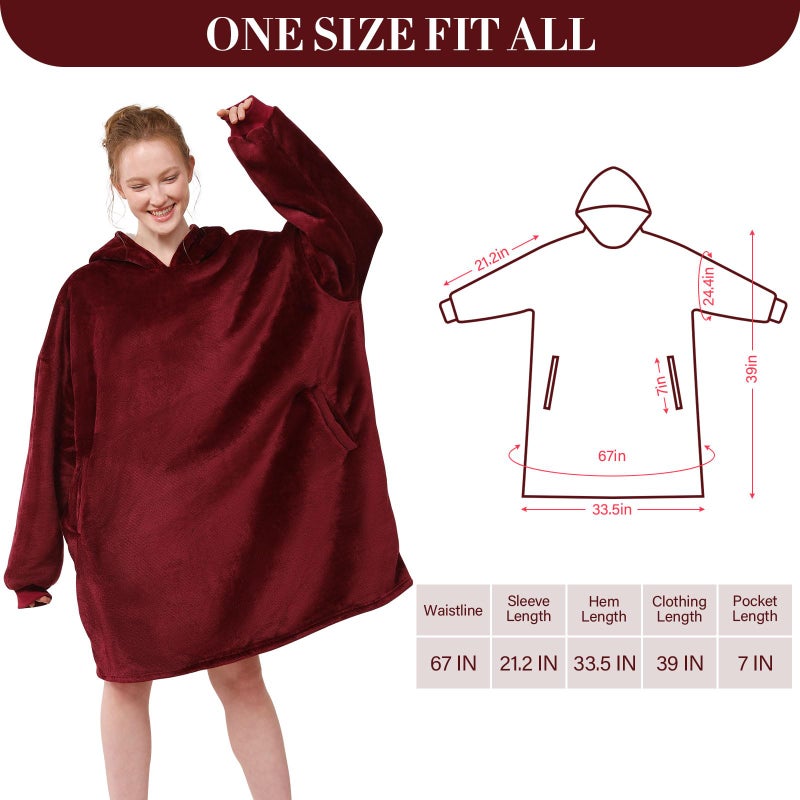 LetsFunny Blanket Hoodie,Oversized Wearable Sherpa Fleece Blanket Sweatshirt,Super Soft Warm Cozy with Giant Pocket,Gifts for Women Men Adults Teenagers Kids, One Size Fits All - Image 3