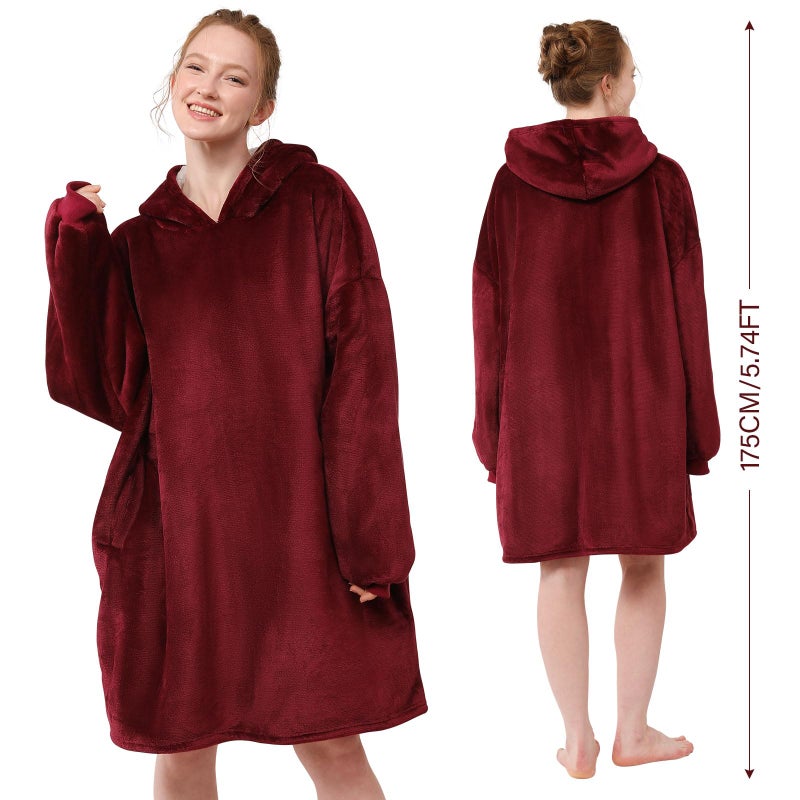 LetsFunny Blanket Hoodie,Oversized Wearable Sherpa Fleece Blanket Sweatshirt,Super Soft Warm Cozy with Giant Pocket,Gifts for Women Men Adults Teenagers Kids, One Size Fits All - Image 2