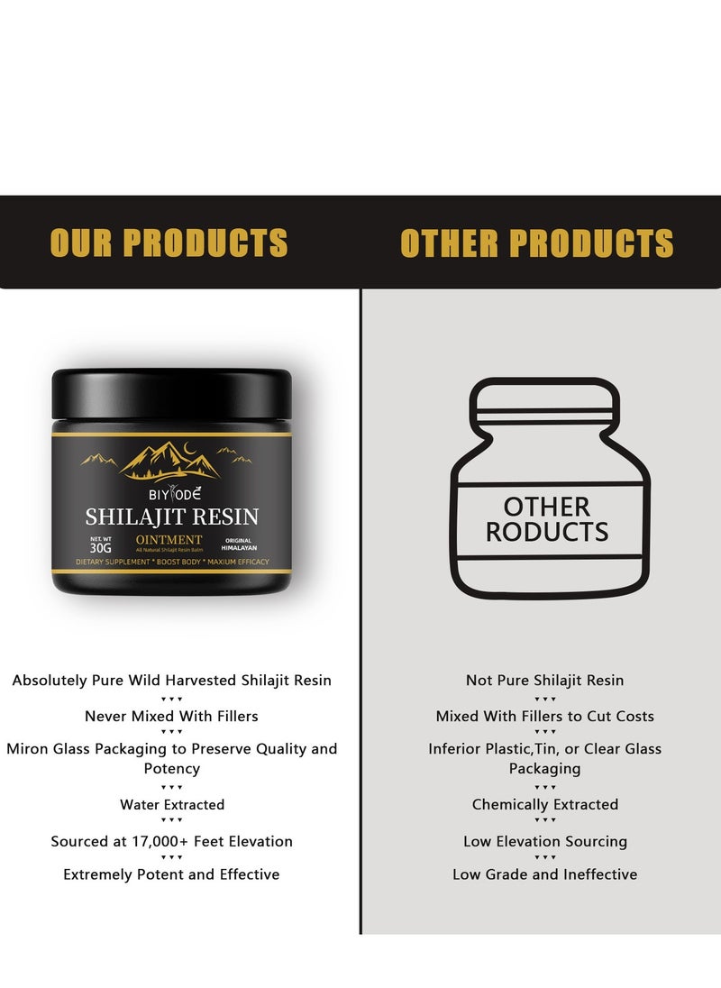 Shilajit Pure Himalayan Organic Shilajit Resin - Himalayan Shilajit Supplement- Maximum Potency and Pure Shilajit for Men Gold Grade Natural Shilajit with 85+ Trace Minerals and Fulvic Acid - 30g