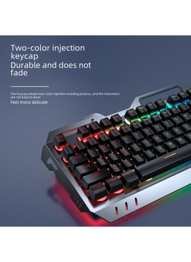 Generic Eweadn GX810 Mechanical Gaming Keyboard Mouse Headset Set With Knob For Notebook Computer Wired Esports Game Compatible-Color:Metal White Ice Blue Light_[Upgrade Hand-held Version]]  - Image 5