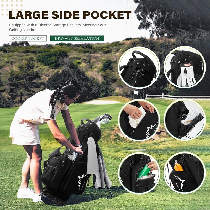 uniHimal Golf Stand Bag with 7 Way Top Dividers, Lightweight Golf Bags for Men Women with Multiple Pockets, Dual Straps - Image 4