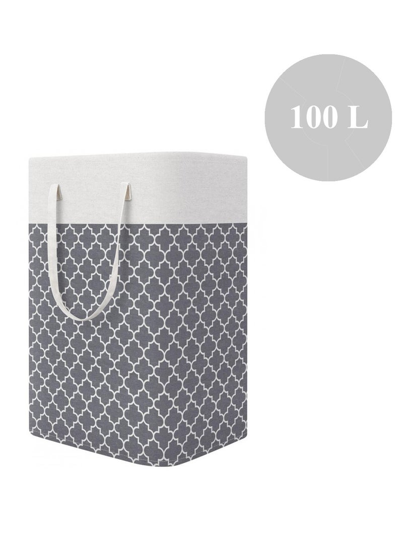 Alissa 2 Pcs Laundry Basket Hamper Large Collapsible Laundry Bag with Easy Carry Handles Freestanding Clothes Hampers for Laundry Bedroom, Dorm, Clothes, Towels, (100L/55*32*60)  - Image 2