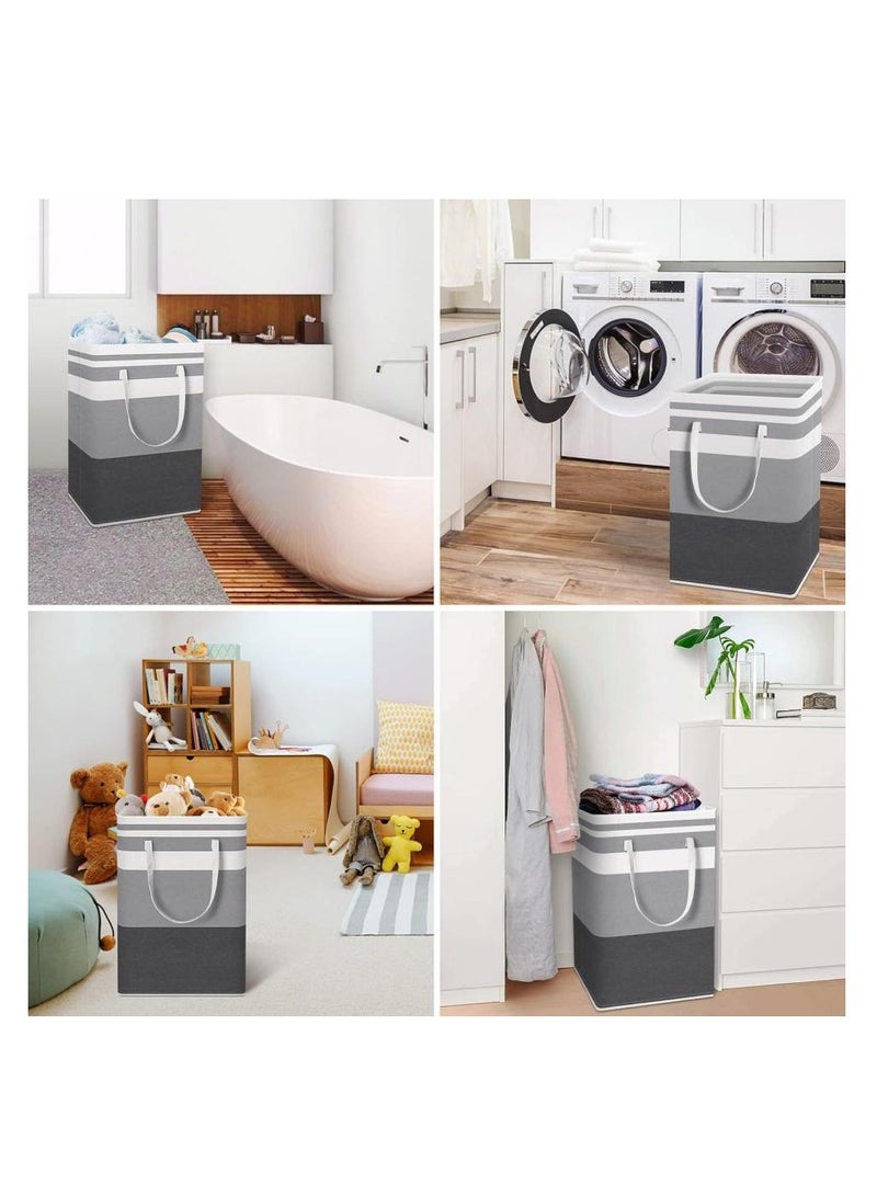 Alissa 2 Pcs Laundry Basket Hamper Large Collapsible Laundry Bag with Easy Carry Handles Freestanding Clothes Hampers for Laundry Bedroom, Dorm, Clothes, Towels, (100L/55*32*60)  - Image 4