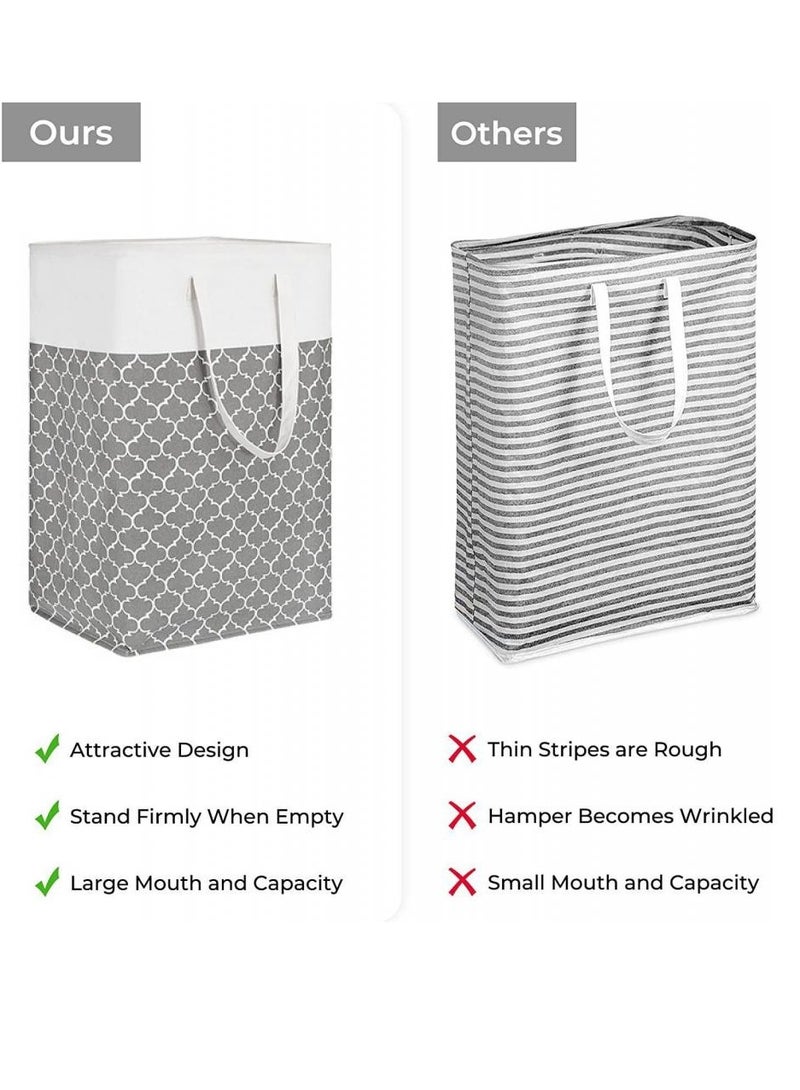 Alissa 2 Pcs Laundry Basket Hamper Large Collapsible Laundry Bag with Easy Carry Handles Freestanding Clothes Hampers for Laundry Bedroom, Dorm, Clothes, Towels, (100L/55*32*60)  - Image 5
