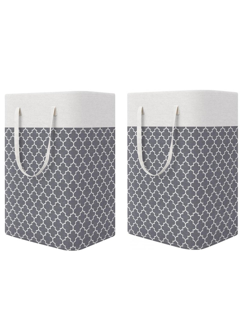Alissa 2 Pcs Laundry Basket Hamper Large Collapsible Laundry Bag with Easy Carry Handles Freestanding Clothes Hampers for Laundry Bedroom, Dorm, Clothes, Towels, (100L/55*32*60)  - Image 1