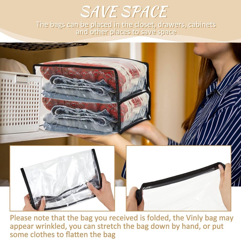 Riakrum 20 Pieces Clear Vinyl Zippered Storage Bags 15 x 11 x 4 Inch Sweater Storage Bags Plastic Bed Sheet Organizer for Blanket Closet Clothing Linen Sweater Clothes Pillow - Image 5