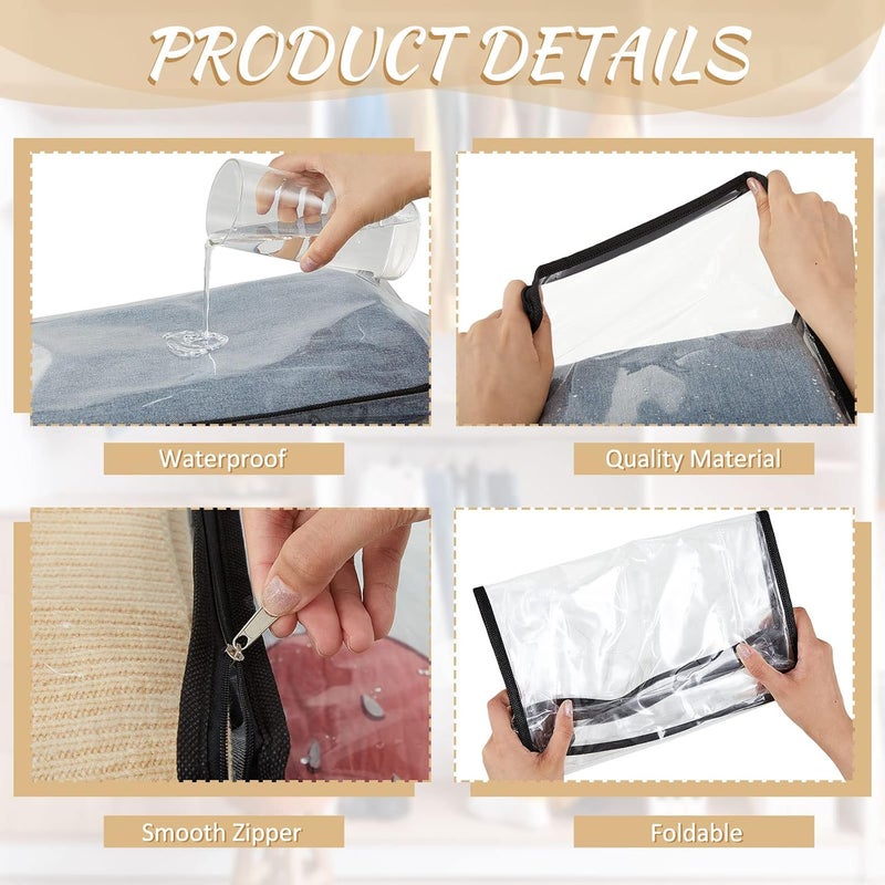 Riakrum 20 Pieces Clear Vinyl Zippered Storage Bags 15 x 11 x 4 Inch Sweater Storage Bags Plastic Bed Sheet Organizer for Blanket Closet Clothing Linen Sweater Clothes Pillow - Image 3