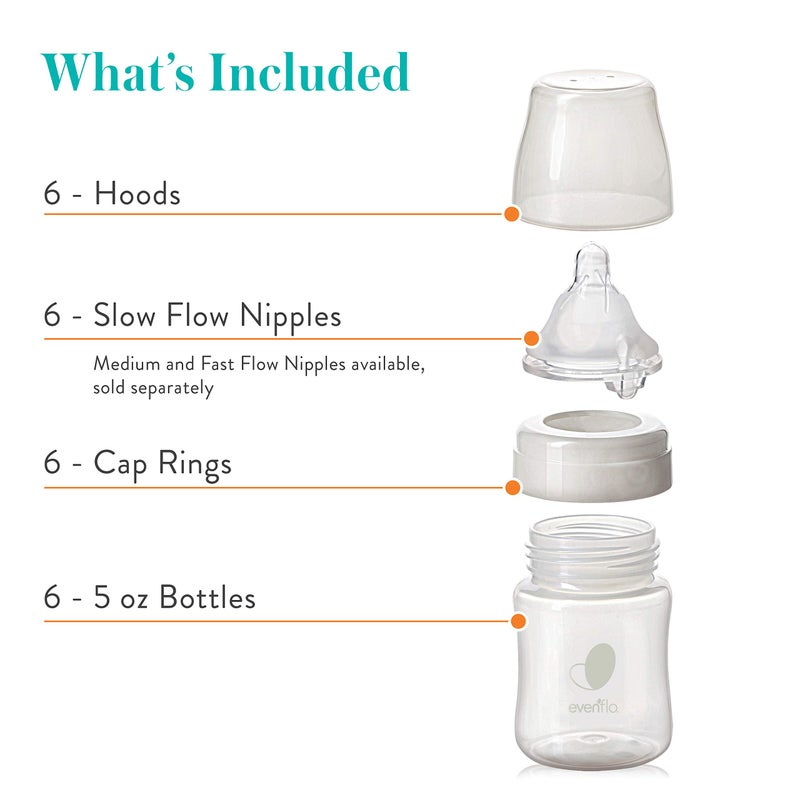 Evenflo Feeding Premium Proflo Venting Balance Plus Wide Neck Baby, Newborn and Infant Bottles - Developed by Pediatric Feeding Specialists - 5 Ounce (Pack of 6) - Image 3