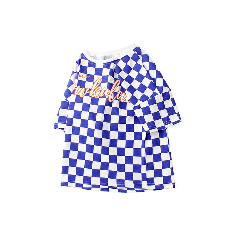 Boys Summer Korean New Children'S Wear Crew Neck Short Sleeve Girls Chessboard Top Children'S Half Sleeve T-Shirt - Image 5