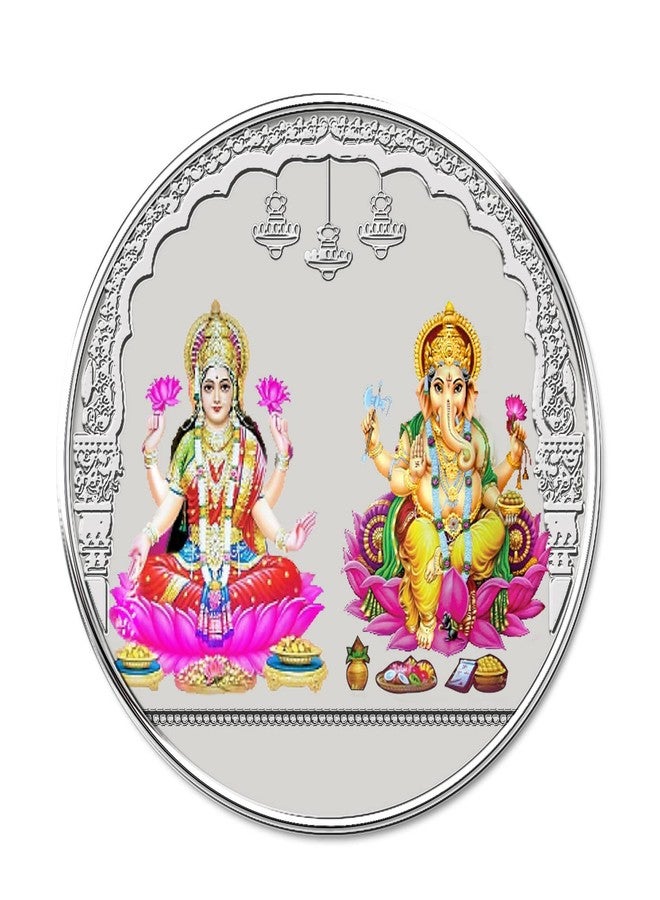 PRD CARATCAFE Colour Pure Silver Coin 999 Purity Coin 10 Grams Lakshmi Ganesh For Pooja 32 MM Size - Image 1