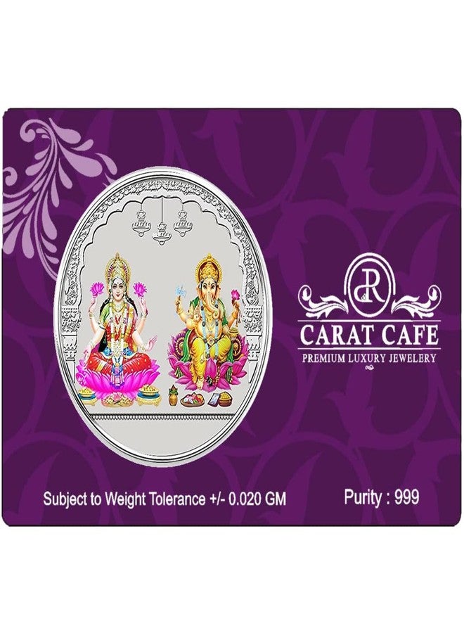 PRD CARATCAFE Colour Pure Silver Coin 999 Purity Coin 10 Grams Lakshmi Ganesh For Pooja 32 MM Size - Image 4