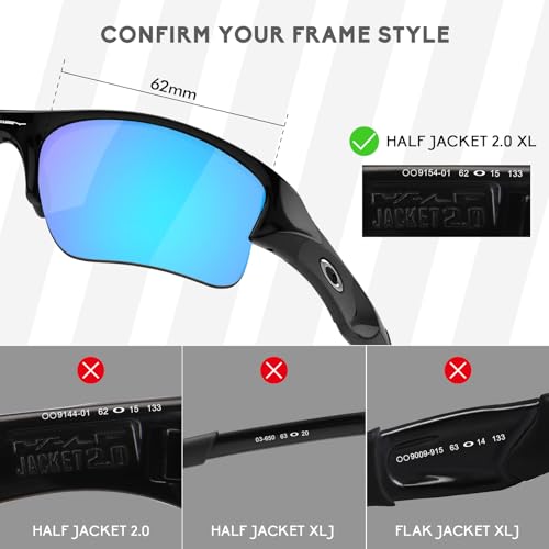 Betterun 4 Pairs Polarized Replacement Lenses for Oakley Half Jacket 20 XL OO9154 Sunglasses AntiScratch and Impact Resistant - Image 3