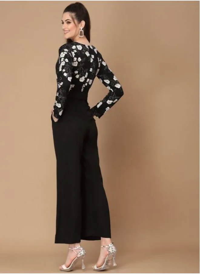 ستايلي Floral Print Wide Leg Jumpsuit with Tie-Belt by Styli