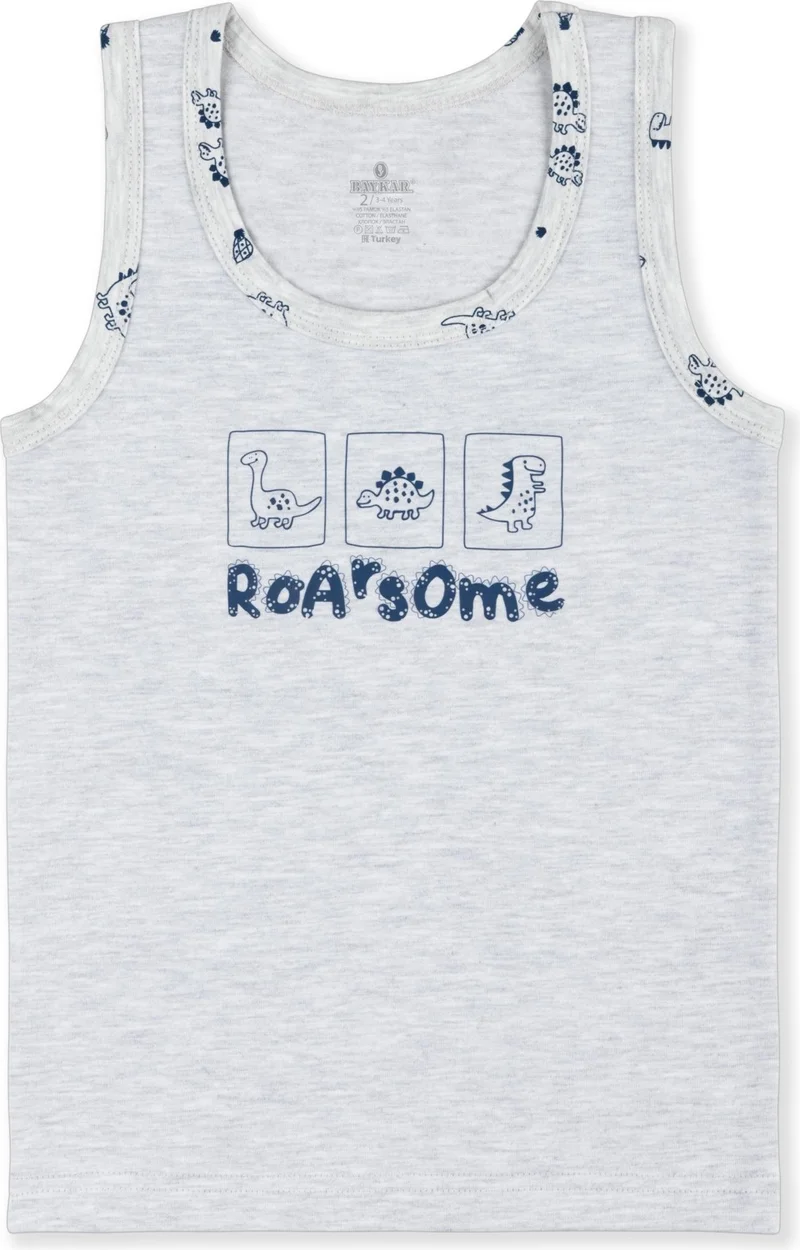 Baykar Boy's Cotton Crew Neck Printed Undershirt T-Shirt 3-Pack 2414 Color