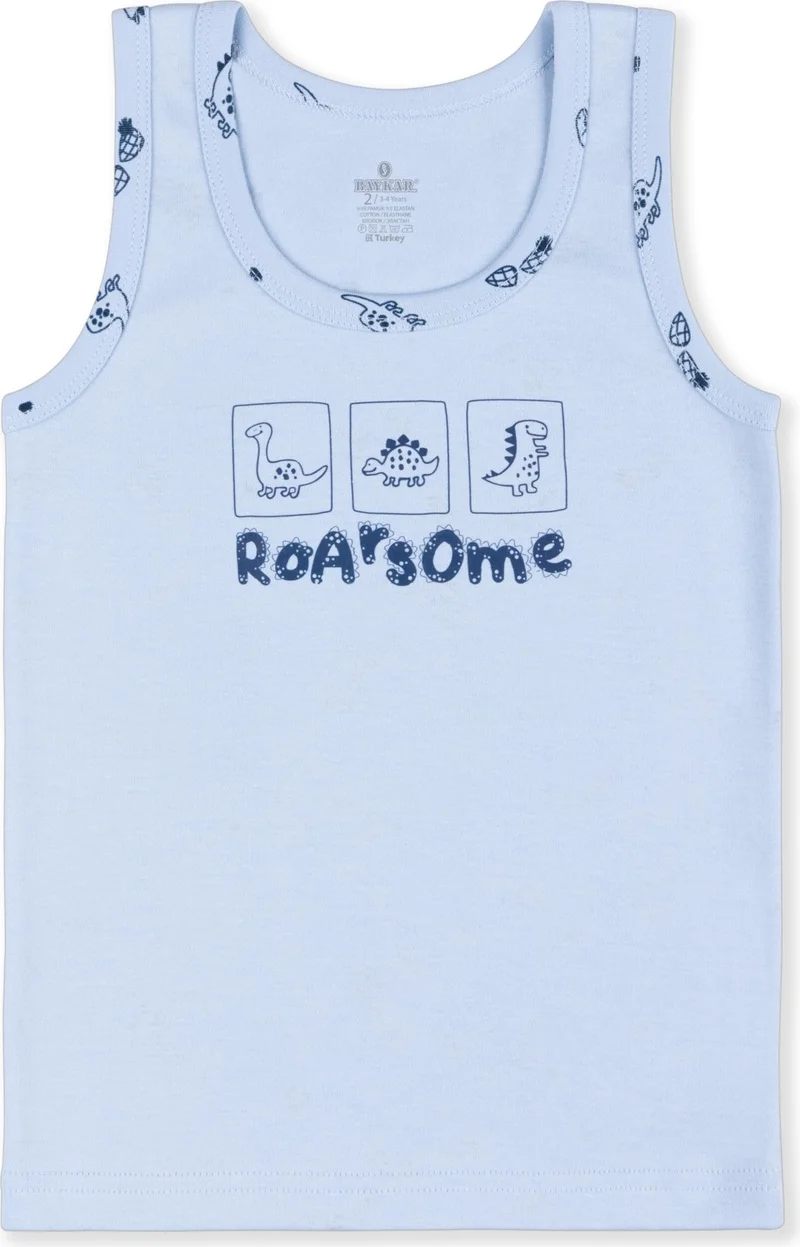 Baykar Boy's Cotton Crew Neck Printed Undershirt T-Shirt 3-Pack 2414 Color