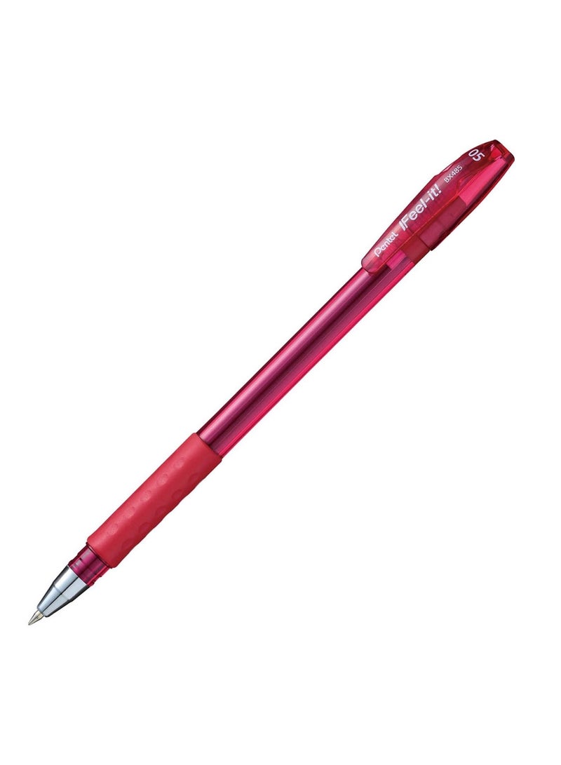Pentel 4-Piece Ifeel-It Ballpoint Pen 0.5mm Tip Red Ink - Image 2