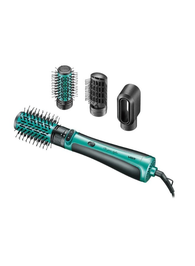 VGR 4-in-1 Rotating Hot Air Styler 1200W  V-495 – Professional Hair Dryer Brush for Curling, Volumizing & Straightening Advanced Hair Styling Tool with Auto-Rotation, Interchangeable Attachments & Salon-Quality Results at Home Black and green - Image 1