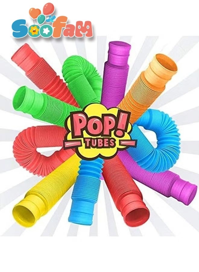 Soofam 14 Piece Pop Tube Sensory Toys, Fine Motor Skills Fidget Pack Toddler Toys, Fidget Toys for Sensory Kids and Kids Learning Toys - Image 1