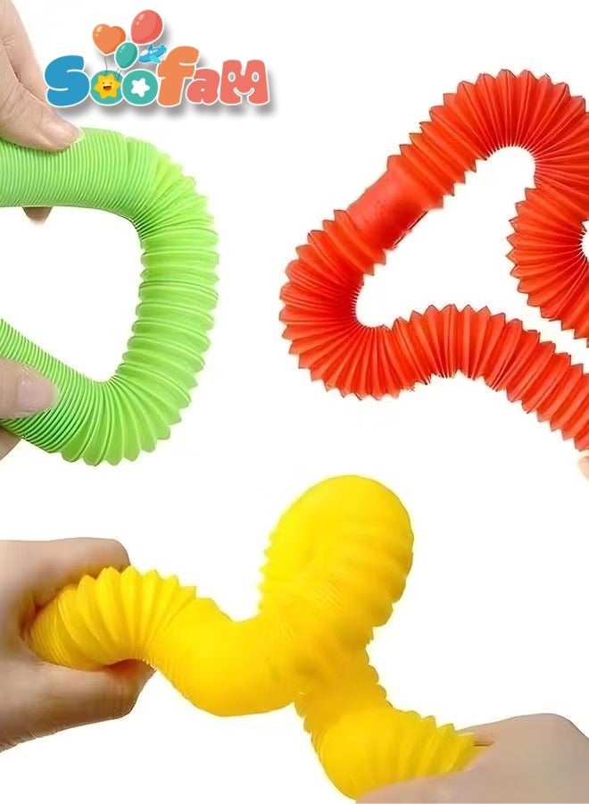 Soofam 14 Piece Pop Tube Sensory Toys, Fine Motor Skills Fidget Pack Toddler Toys, Fidget Toys for Sensory Kids and Kids Learning Toys - Image 4