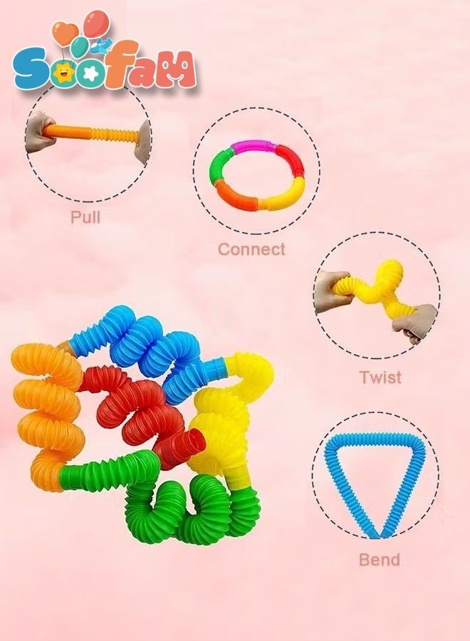 Soofam 14 Piece Pop Tube Sensory Toys, Fine Motor Skills Fidget Pack Toddler Toys, Fidget Toys for Sensory Kids and Kids Learning Toys - Image 5