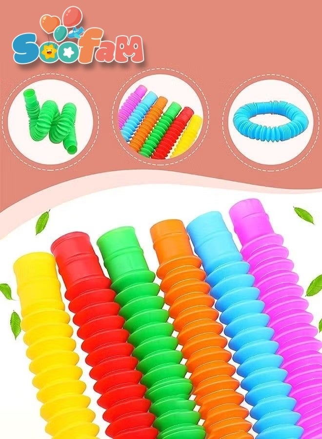 Soofam 14 Piece Pop Tube Sensory Toys, Fine Motor Skills Fidget Pack Toddler Toys, Fidget Toys for Sensory Kids and Kids Learning Toys - Image 3