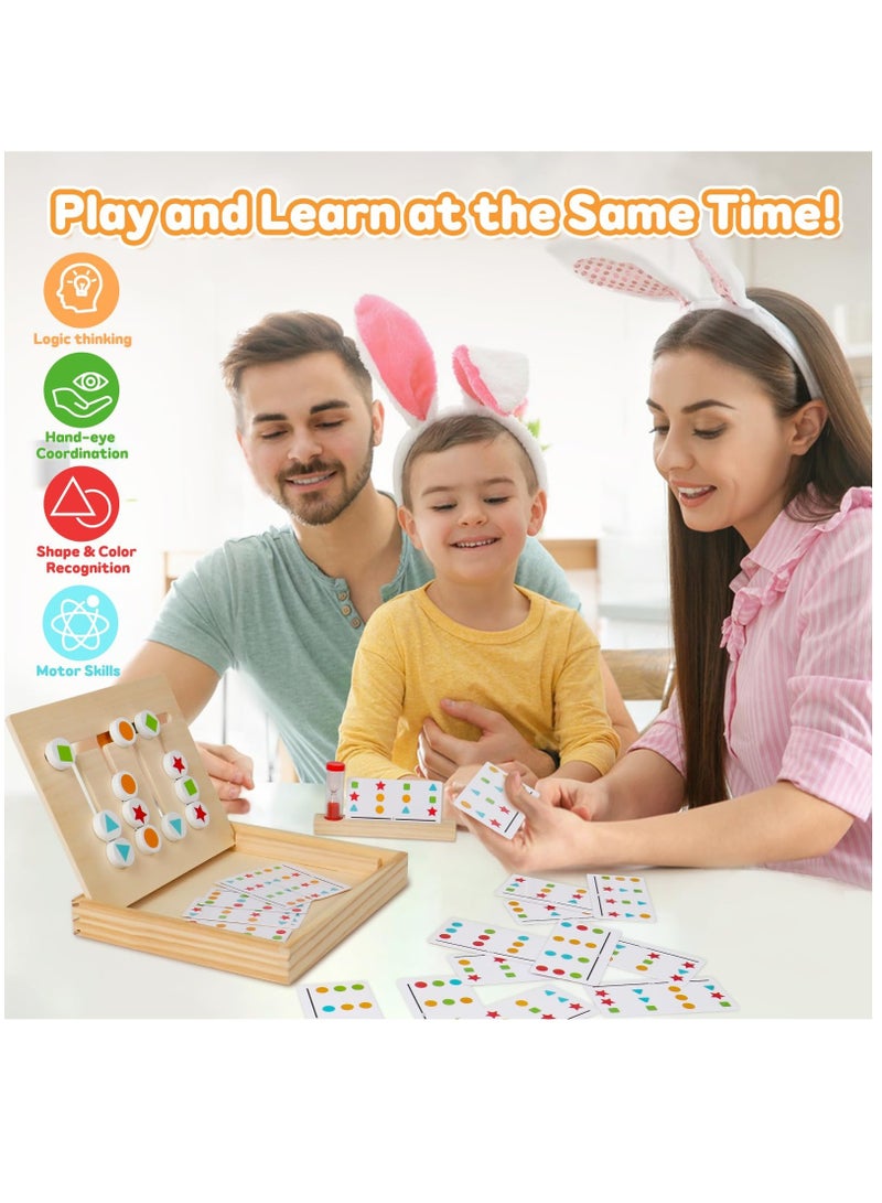 Montessori Wooden Sorting Toys for Kids Ages 3 to 6 Stacking Logic Puzzles and Board Games with Sand Timer Perfect Gift for Boys and Girls - Image 4
