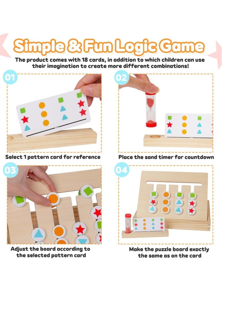 Montessori Wooden Sorting Toys for Kids Ages 3 to 6 Stacking Logic Puzzles and Board Games with Sand Timer Perfect Gift for Boys and Girls - Image 2