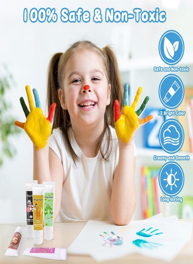Sortnic Washable Finger Paint for Toddlers 1-3, Non Toxic Kids Finger Paint Set, 12 Vibrant Colors (1.22 fl oz), Baby Safe Toddler Art Supplies, Sensory Preschool Learning Easter Gift for Boys Girls - Image 2