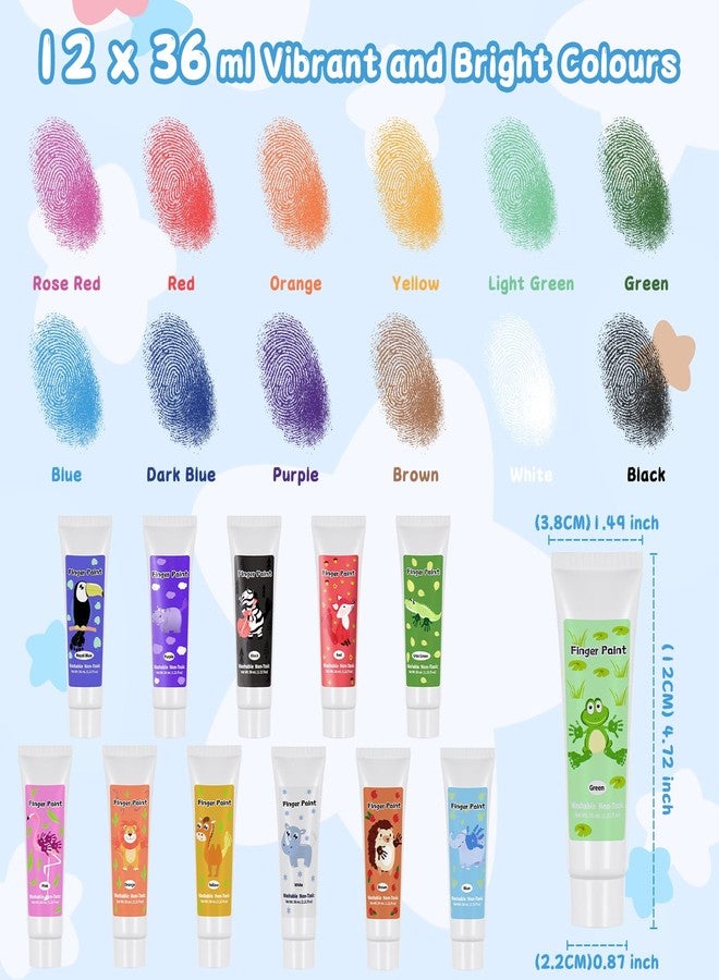 Sortnic Washable Finger Paint for Toddlers 1-3, Non Toxic Kids Finger Paint Set, 12 Vibrant Colors (1.22 fl oz), Baby Safe Toddler Art Supplies, Sensory Preschool Learning Easter Gift for Boys Girls - Image 4