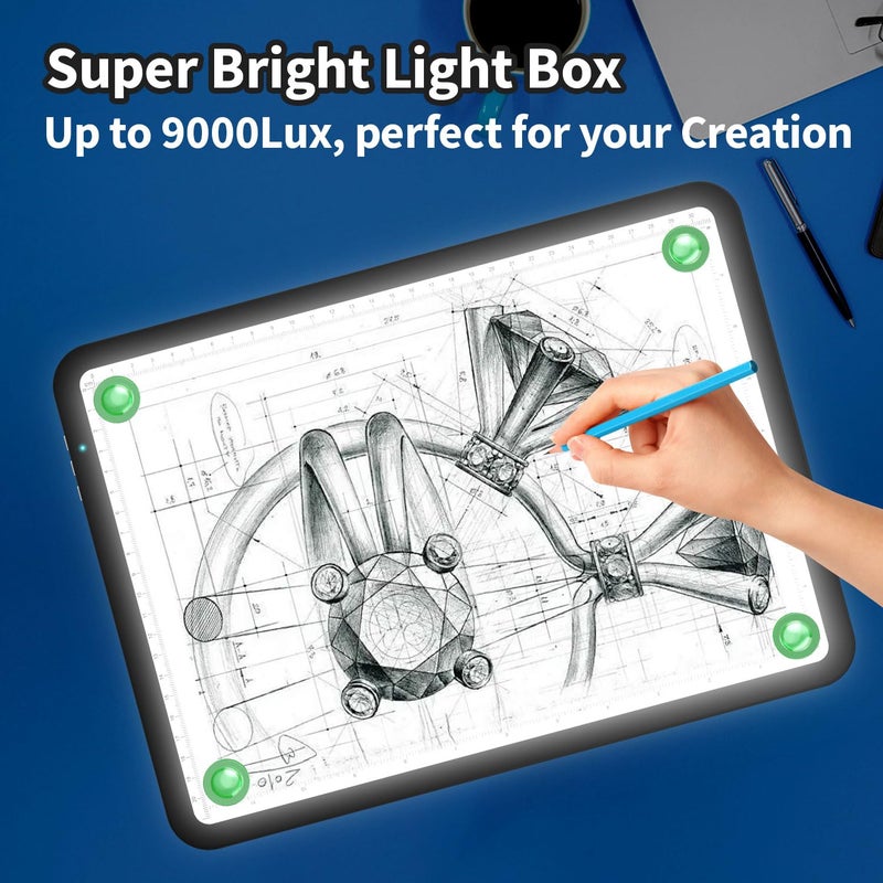 Zocelight Rechargeable A2 Light Board(25.2â€³x18.4) Large, Wireless Magnetic Light Pad for Diamond Painting,Side Buttons, 3 Light Colors, Dimmable Light Box for Tracing,LED Light Table for Sketching - Image 3