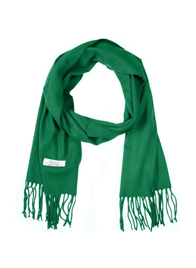 Falari - Men Women Unisex Cashmere Feel Scarf 78" X 12" Solid Color Kelly Green A1922 - Image 1
