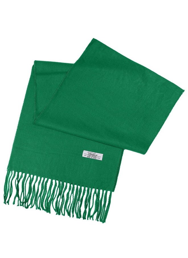 Falari - Men Women Unisex Cashmere Feel Scarf 78" X 12" Solid Color Kelly Green A1922 - Image 1