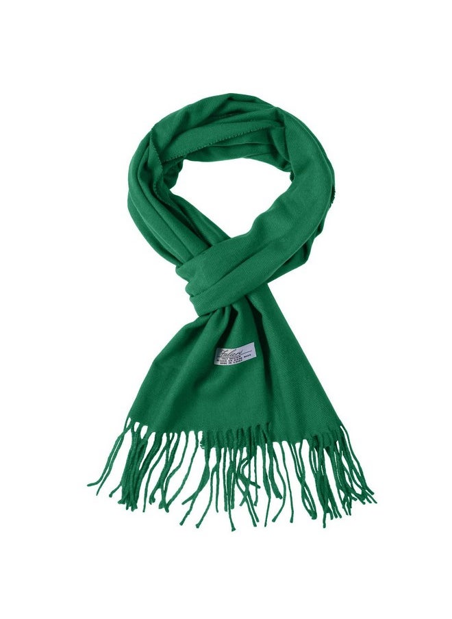 Falari - Men Women Unisex Cashmere Feel Scarf 78" X 12" Solid Color Kelly Green A1922 - Image 1
