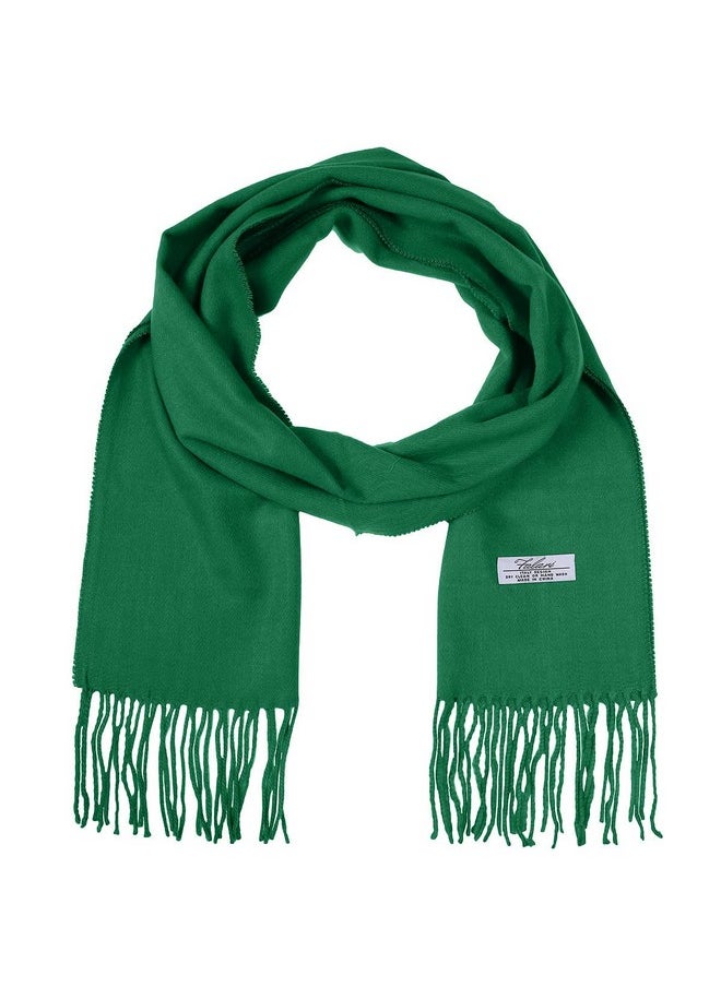 Falari - Men Women Unisex Cashmere Feel Scarf 78" X 12" Solid Color Kelly Green A1922 - Image 1