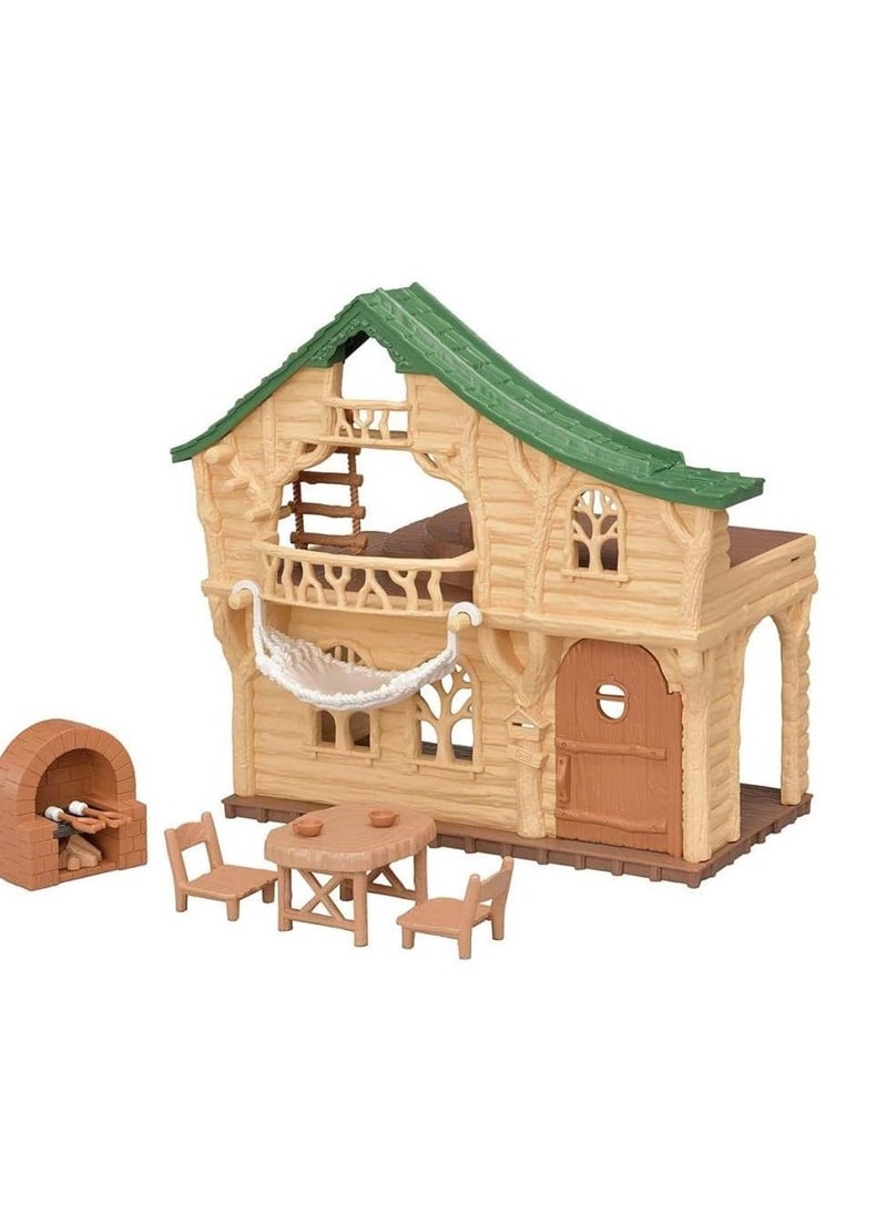 Sylvanian Families - Lakeside Lodge Playset - Cozy Playhouse Set by the Water with Dolls and Furniture - Image 1
