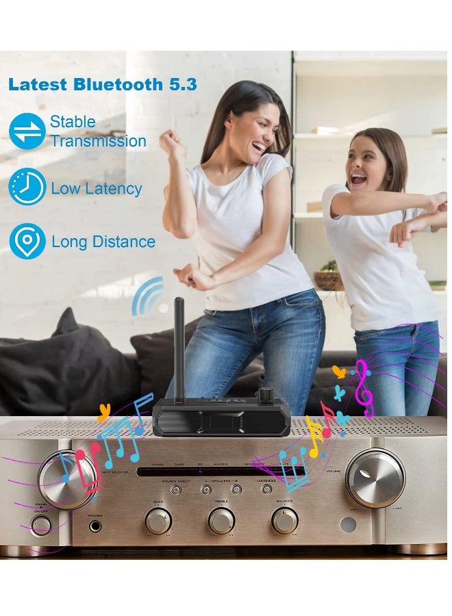 محول الصوت بلوتوث - مرسل ومستقبل بلوتوث 5.1 للتلفاز والسماعات المنزلية، محول بلوتوث للاستقبال، محول صوت لاسلكي مع زمن انتقال منخفض،  RCA وAUX 3.5mm - Image 2