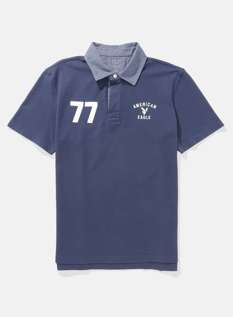 امريكان ايجل AE Flex Pique Rugby Polo Shirt