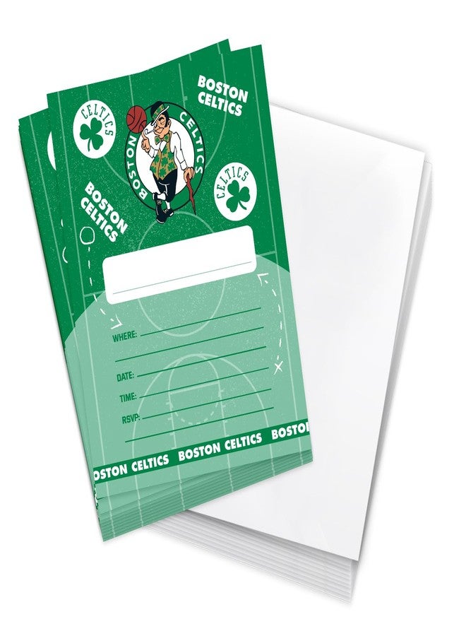 Desert Cactus Boston Celtics Invitations Invites Happy Birthday Cards NBA Officially Licensed 10 Count With Envelopes Boys Girls Kids Party (Style A) - Image 1