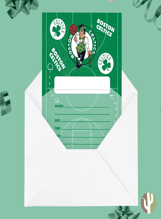 Desert Cactus Boston Celtics Invitations Invites Happy Birthday Cards NBA Officially Licensed 10 Count With Envelopes Boys Girls Kids Party (Style A) - Image 5