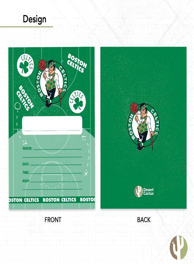Desert Cactus Boston Celtics Invitations Invites Happy Birthday Cards NBA Officially Licensed 10 Count With Envelopes Boys Girls Kids Party (Style A) - Image 4