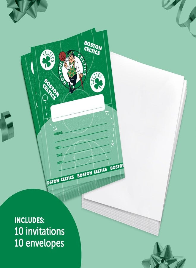 Desert Cactus Boston Celtics Invitations Invites Happy Birthday Cards NBA Officially Licensed 10 Count With Envelopes Boys Girls Kids Party (Style A) - Image 2